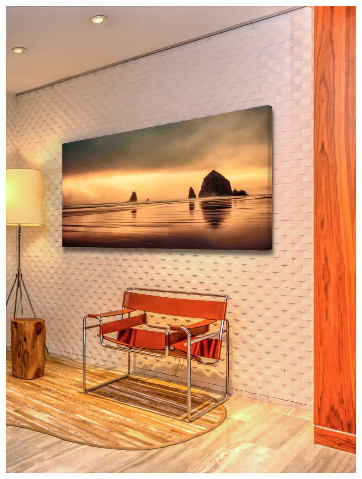 MARMONT HILL  - Handmade Haystack Sunset Painting Print on Canvas 36 x 18
