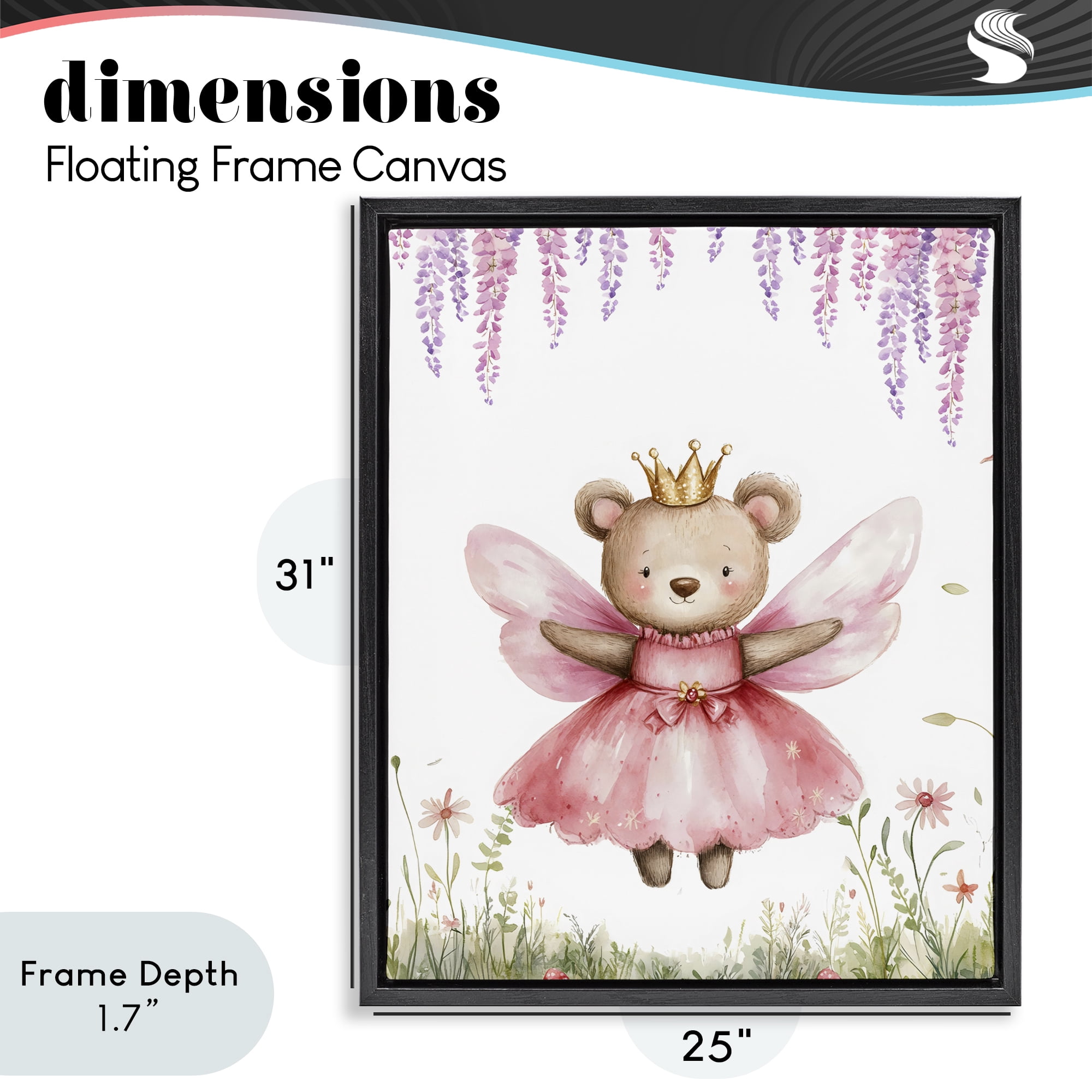Stupell Industries Woodland Bear Forest Fairy Black Framed Floater Canvas Wall Art, design by LSR Design Studio