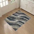 thumbnail image 3 of ODIKA 3'x5' Washable Throw Rug Stain Resistant, Low Profile, Non-Slip Modern Wavy Design With Brushstroke Motif And Marbled Accents Abstract Flowing for Entryway, Kitchen, Mudroom, 3 of 7