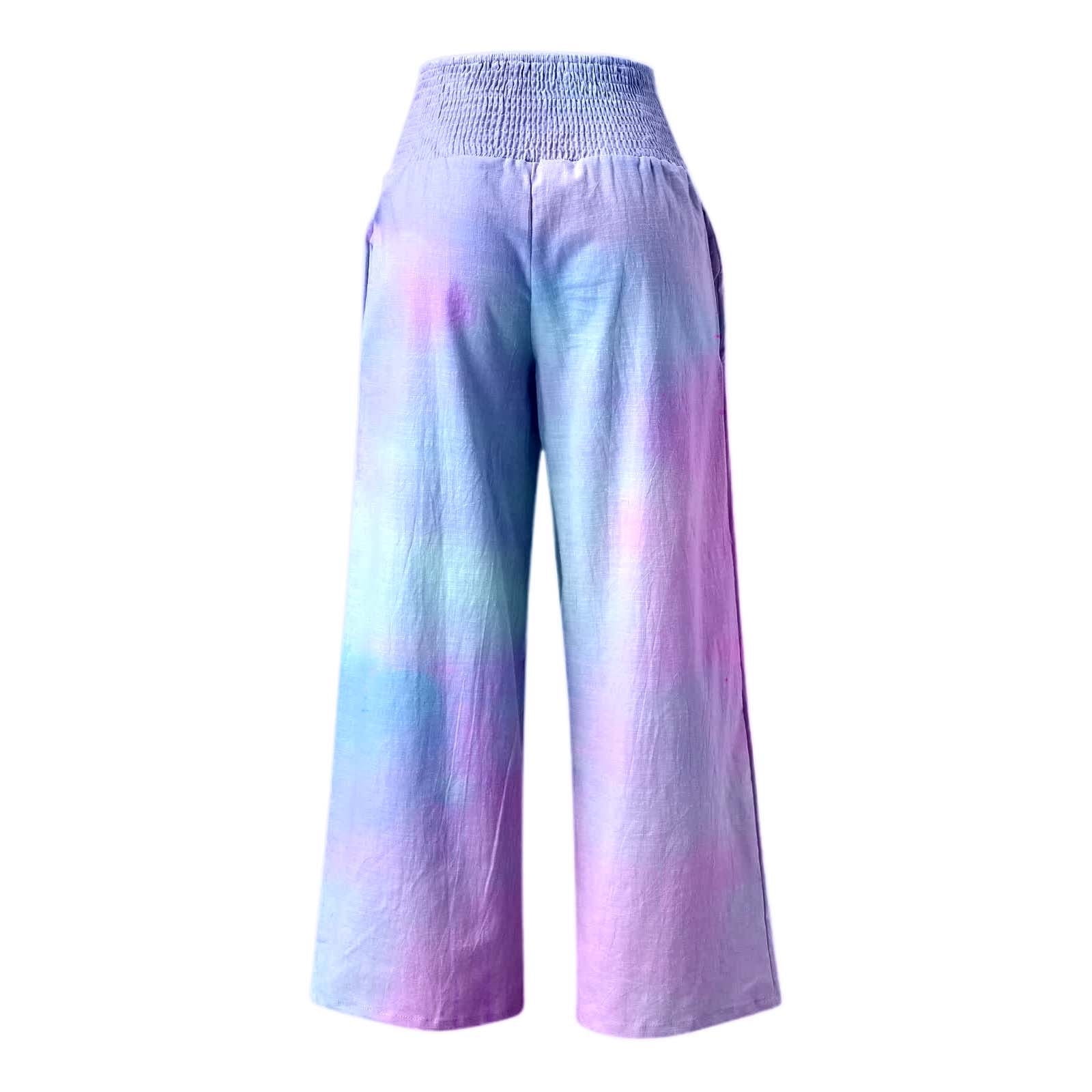 Pantalon Femme Taille Haute Jambes Larges Imprimé – Élastique Ceinture, Style Décontracté, Motif Artistique, Coupe Fluide, Parfait Casual Ou Sortie