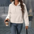 thumbnail image 7 of XPMWRP Womens Half Zip Sherpa Fleece Pullover Oversized Sweatshirt Warm Fuzzy Sweater Cropped Long Sleeve Outerwear White XL, 7 of 7