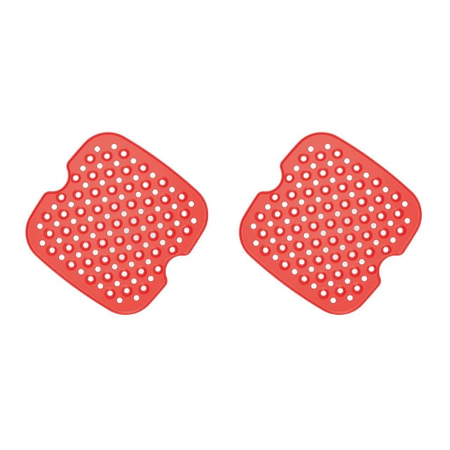 Toystoory Revestimiento de vapor para freidora de aire perforado antiadherente, alfombrilla para cesta de vapor, herramienta de cocina para Rojo cuadrado de 8 pulgadas 2Conjunto