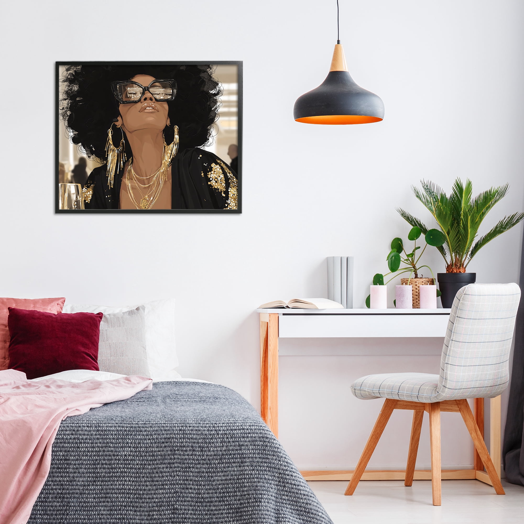 Stupell Industries Full Of Confidence Beautiful Woman Black Framed Giclee Art, design by Franklyn Gregory