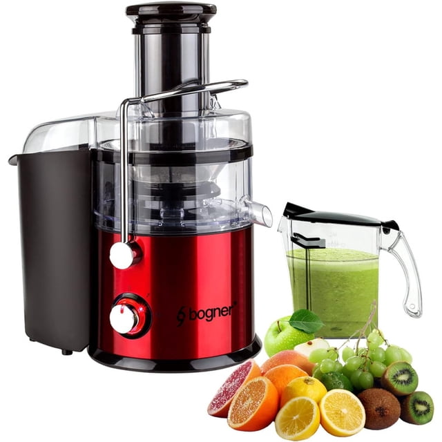 Extractor De Jugos Centrífugo, Rojo, Acero Inoxidable 800w Bogner Bogner BJE02R