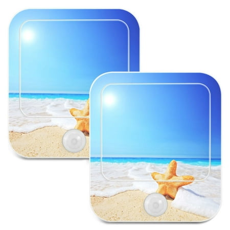 

Starfish on Beach LED Motion Sensor Night Light Plug into Wall 2 Pack Auto Dusk to Dawn Adjustable