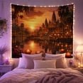thumbnail image 2 of Golden Temple With Sunset Reflection, Serene Japanese Inspired Style for Nature Lovers, Landscape Wall Art, Housewarming Gift Tapestry Wall Hanging for Living Room and Study Room, 2 of 7