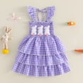 thumbnail image 2 of JAJAHO Girls Easter Dresses Toddler Baby Girl Clothes Summer Sleeveless Bunny Embroidery Square Neck Plaid Tiered Midi Dress Holiday Outfits Cozy Dresses, 2 of 5