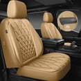 thumbnail image 2 of Fundas para asientos de coche CAR PASS con ribetes de piel sintética de lujo, color beige, 2 of 7