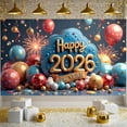 thumbnail image 5 of Colorful Theme New Year Banner Gold Lettering 2026 Banner Star Decorated Balloon Pattern Happy New Year Banner for New Year Party Home Decoration Indoor Celebration, 5 of 9