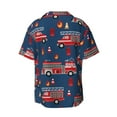 thumbnail image 6 of Lsque Fire Truck 1 print Men's Cuban Collar Short Sleeve Shirt Summer Beachwear Casual Button Down Fashionable Vacation Leisure Shirt-4X-Large, 6 of 7