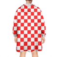 thumbnail image 2 of Red and Black Checkered Pattern Wearable Oversized Blanket,Wearable Blanket Hoodie for Adults,Cozy Hooded Blankets with Super Pockets,Super Warm Fuzzy Pullover for Women & Men, 2 of 6