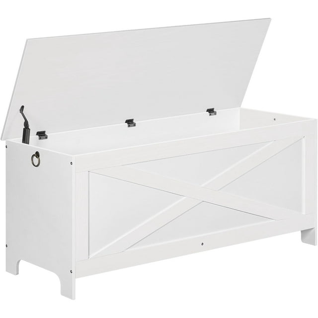 Coffre de Rangement Robuste Banc de Rangement d'Entrée avec Charnières Banc à Chaussures Rétro Meuble Aspect Bois pour Salon Chambre et Noyer