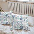 thumbnail image 6 of Teal Blue Coastal Throw Pillow Covers 16x16 Inch Set of 2, Summer Beach Coral Shell Ocean Waterproof Outdoor Pillow Covers, Decorative Cushion Pillowcases for Couch, Sofa, Bed, Garden, Patio, 6 of 9