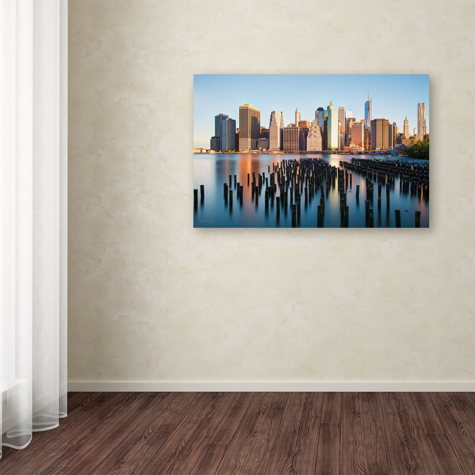 Trademark Fine Art "Brooklyn Bridge Park and Financial District - I" Canvas Art by David Ayash