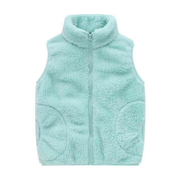 MeetoTime Gilet Sans Manches pour Tout-Petits Garçons Filles en Sherpa Polaire, Veste Zippée Sans Manches avec Poches