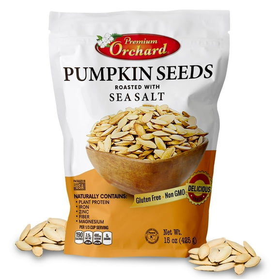 ROASTED PUMPKIN SEEDS to BDF32 Eat in Shell Orchards MIXED NUTS - Salted with Sea Salt - Non-GMO Vegan Fresh Healthy Snacks/ - Great source of Plant Protein, Zinc, Magnesium & Iron - 1 Bag