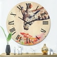 thumbnail image 2 of Designart 'Portrait of A Giraffe With Orange Flowers' Farmhouse Wood Wall Clock, 2 of 5