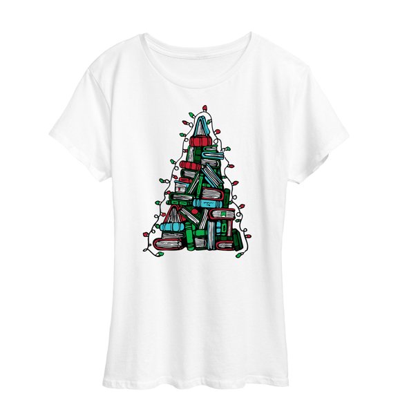 Instant Message - Book Christmas Tree Short Sleeve Graphic T-Shirt