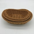 thumbnail image 4 of Wicker Woven Breads Baskets, Stackable Oval Fruit Baskets Food Serving Holders for Vegetables, Home, Kitchen, Restaurant, Outdoor, Imitation Rattan Brown, 4 of 12