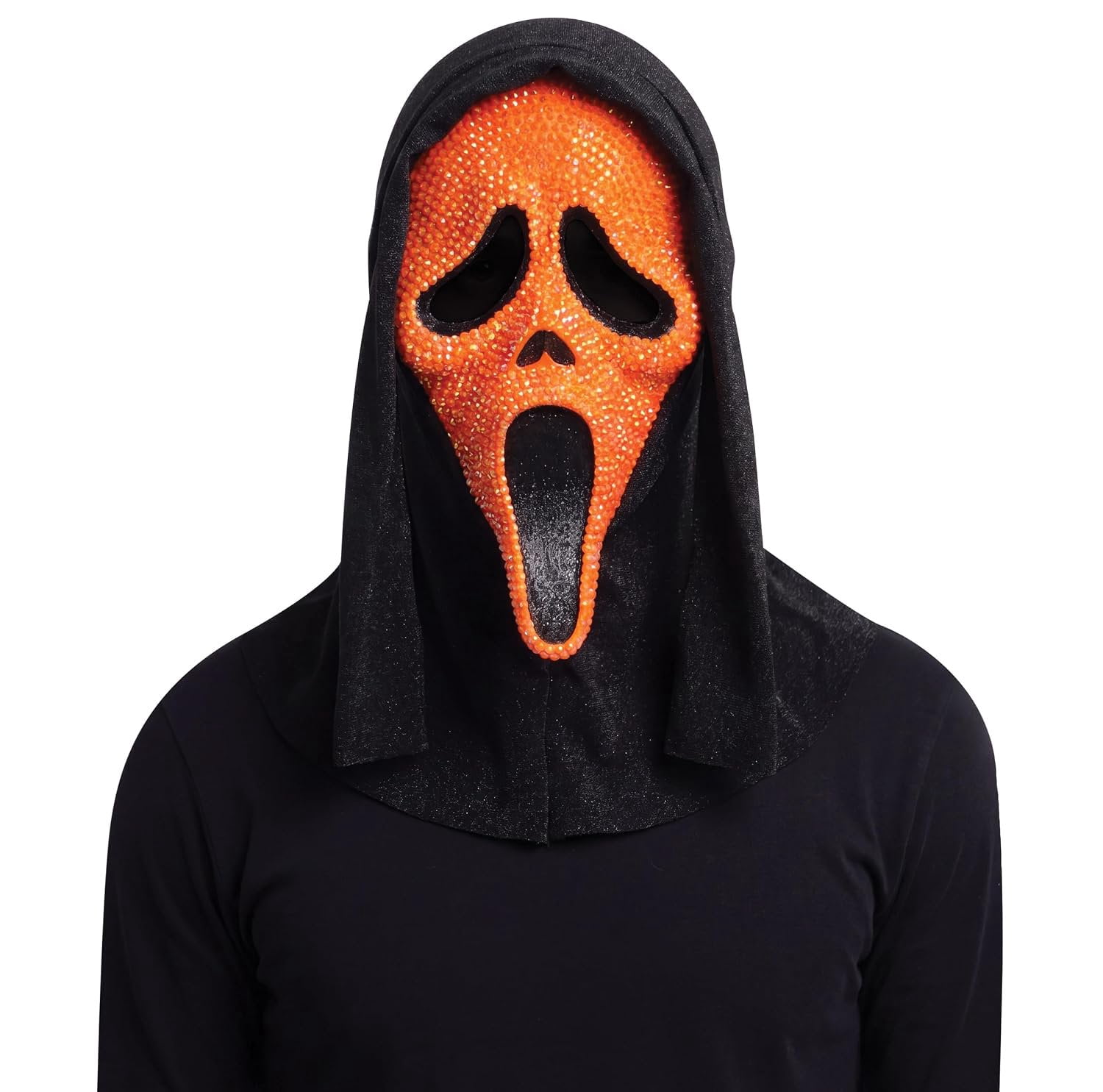 Fun World Ghost Face Rhinestone Devil Mask, Sparkling Red & Horns
