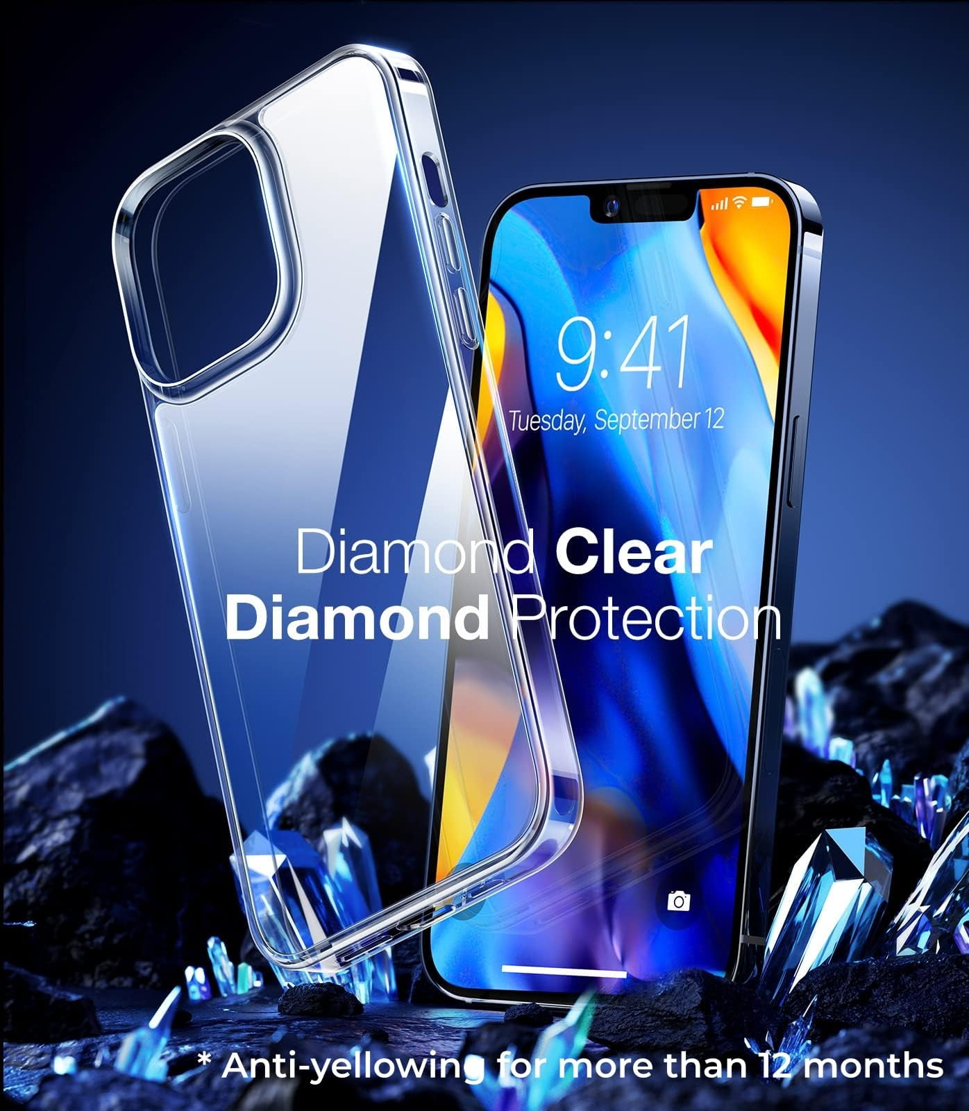 Torras iPhone 13 & iPhone 14 Phone Case, Diamond Series, Clear, 1 Each
