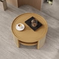 thumbnail image 4 of Harper & Bright Designs Round Rattan Coffee Table, Wood Center Table 2 Tiered Side Table with Storage Base for Living Room, Natural 31.3", 4 of 19