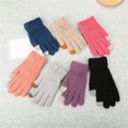 thumbnail image 5 of 1 Pair Warm Winter Stretch Full Finger Touch Screen Knitted Gloves Thicken Knit Mittens BEIGE, 5 of 8