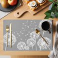 thumbnail image 2 of White Dandelion Placemats Set of 6, Spring Plants Flowers Vintage Gray Placemats for Dining Table, Place Mats for Kitchen Tabletop, Waterproof Wipeable Dining Table Mats Set, 2 of 9