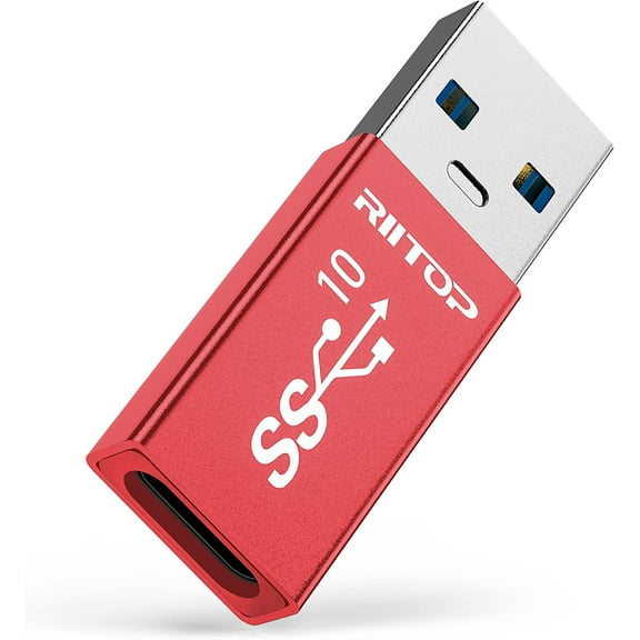 USB A to USB C Adapter 10Gbps, RIITOP USB 3.2 Gen2 Type C Female to USB A Converter Adapter Compatible with Mobile Phone, Laptop, Charger, Quest Link