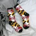 thumbnail image 7 of Women Crew Graphic Print Tube Socks Maryland-Flag Pattern Design Ladies Socks, 7 of 7