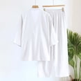 thumbnail image 4 of QHFBli Mens Cotton Pajamas Set Stylish 2026 Fall Loungewear Japanese Style Two-Piece Kimono Bathrobe Sleepwear, 4 of 4