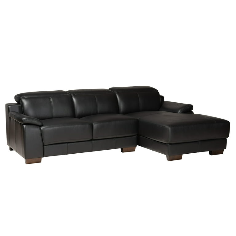 Baxton Studio Reverie Modern Brown Full Leather Sectional Sofa with Right Facing Chaise Baxton Studio Reverie Modern Brown Full Leather Sectional Sofa with Right Facing Chaise