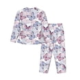 thumbnail image 2 of Uemuo Butterflies in Pastel Pattern Womens Pajama Sets,PJ Set for Women,Pajamas for Women Logo,Long Sleeve Pajama Set for Women,Soft Long Sleeve Top With Pants-Large, 2 of 9