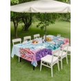 thumbnail image 4 of Outdoor Tablecloth with Umbrella Hole for Patio/Picnic/Party/Camping, Coastal Coral Waterproof Table Cloth Rectangle Table Cover Washable, Summer Underwater Seaweed Starfish Ombre Blue (54"x 80"), 4 of 8