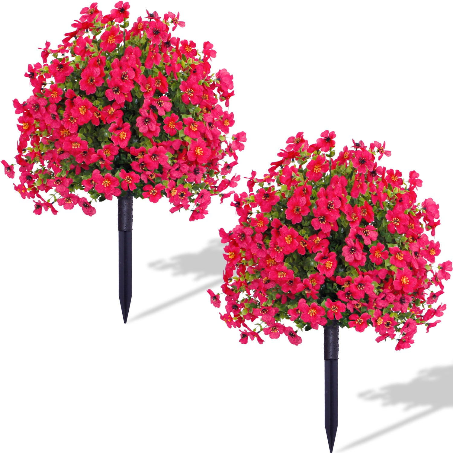 Viflosae Flowers for Decoration Table Decor Artificial Flowers with Ground Spikes Garden Stake Faux Shrubs Garden Accessories 22in for Outdoor Outside Garden Porch Patio Wedding Party Decoration