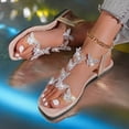 thumbnail image 4 of Women's Flat Sandals with Ankle Straps, Transparent Pvc, Rhinest1 Beaded, Casual Slip On, Round Toe, 1 Pc, 4 of 9