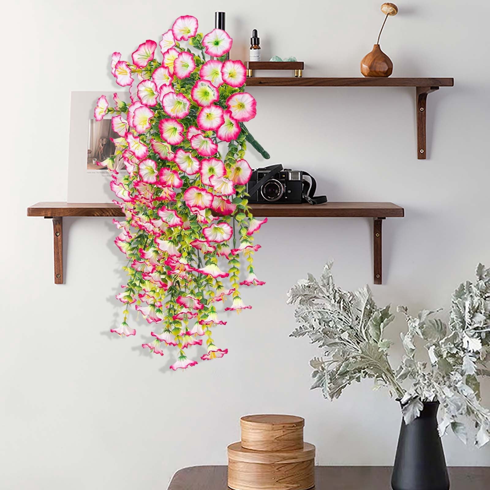 6pcs Artificial Hanging Morning Glory Flowers, Durable Silk Morning Glory Faux Flowers, Decoration for Garden, No Fade Plastic Flowers for Wedding Events, Suitable for Home Decor