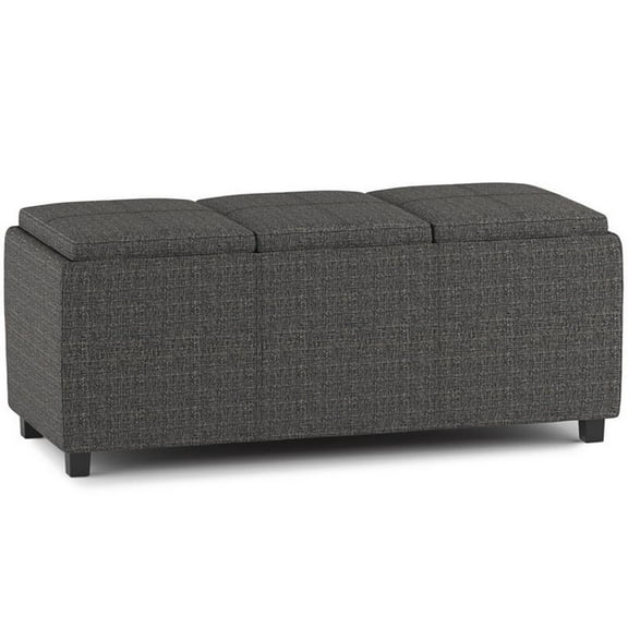 Pemberly Row Contemporary 42" Tweed Fabric Storage Ottoman in Ebony