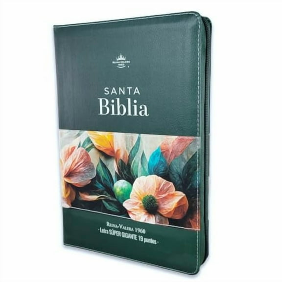 Book Cover Zipper Women's Bible Giant Print RV1960, Green Floral