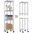 thumbnail image 4 of MZG 4 Tier Metal Wire Shelf, 11.8" D x 11.8" W x 48.1" H, Silver Shelves with Wheels, Kicthen Pantry Bathroom Rack, 4 of 7
