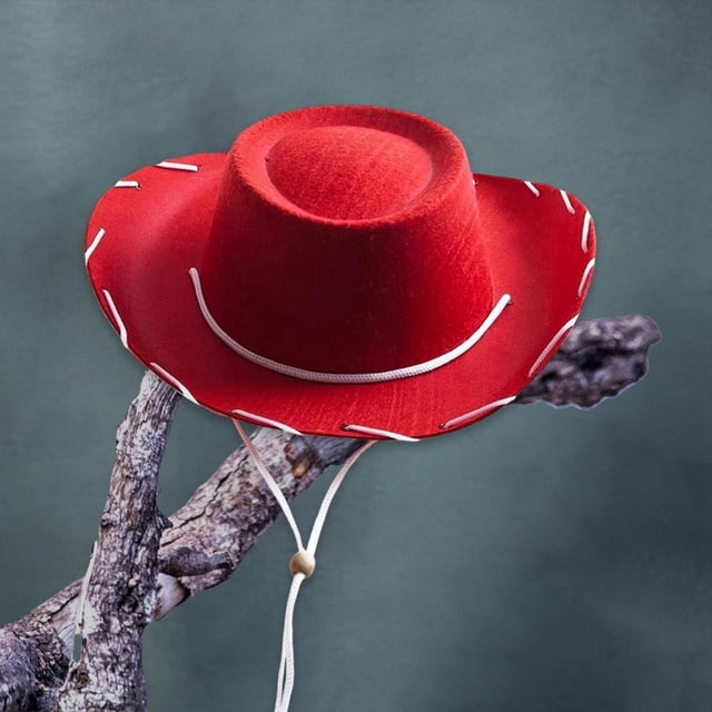 Sombrero de vaquero de estilo occidental con cordón, sombrero de , sombrero de sol para hombres y mujeres para festivales de música, conci Rojo Hugo Sombrero de vaquero