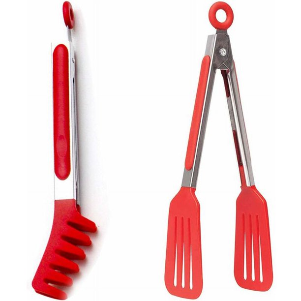 Pinzas de cocina de 9 pulgadas Pinzas para barbacoa Pinzas de cocina de acero inoxidable de silicona Juego de pinzas de cocina profesionales Excelente para cocinar, servir y asar