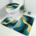 thumbnail image 2 of Blue Marble Gold Line Pattern Bathroom Rugs Sets 3 Piece,Toilet Cover Set,Absorbent Non Slip Bathroom Mats Sets with U-Shaped Contour Rug Toilet Rug Set, 2 of 5