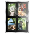 thumbnail image 2 of Stainless Steel Silver Wood Finish Collage Frame - Black Mat, Holds Four 4x6 Photos , UV Acrylic,, 2 of 8