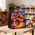 thumbnail image 2 of Jeiento Tractor Kids Toddler Preschool Backpack, Cool Flame 13.5 Inch Lightweight School Bag for 2-5 Year Old Girls, Bookbag with 2 Mesh Side Pockets for Water, 2 of 7