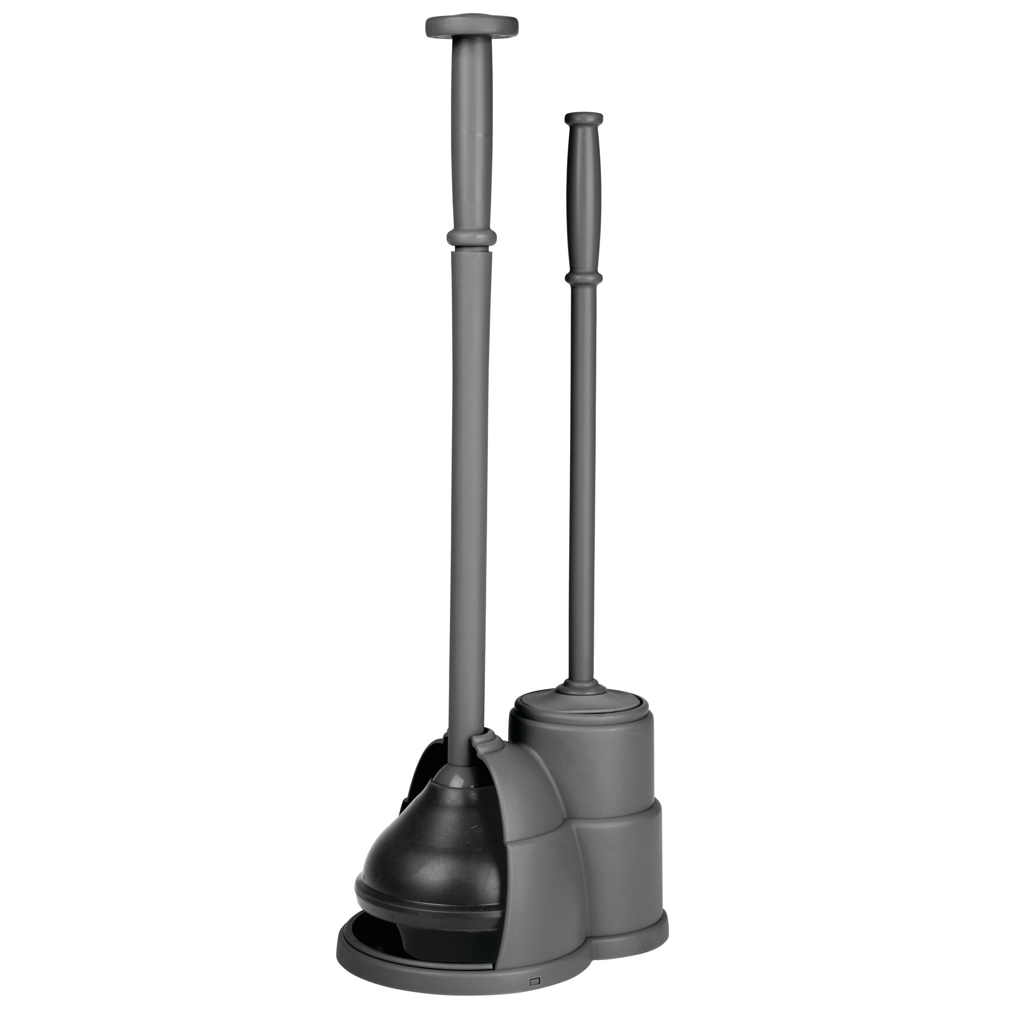 mDesign Compact Plastic Toilet Bowl Brush and Plunger Combo Set