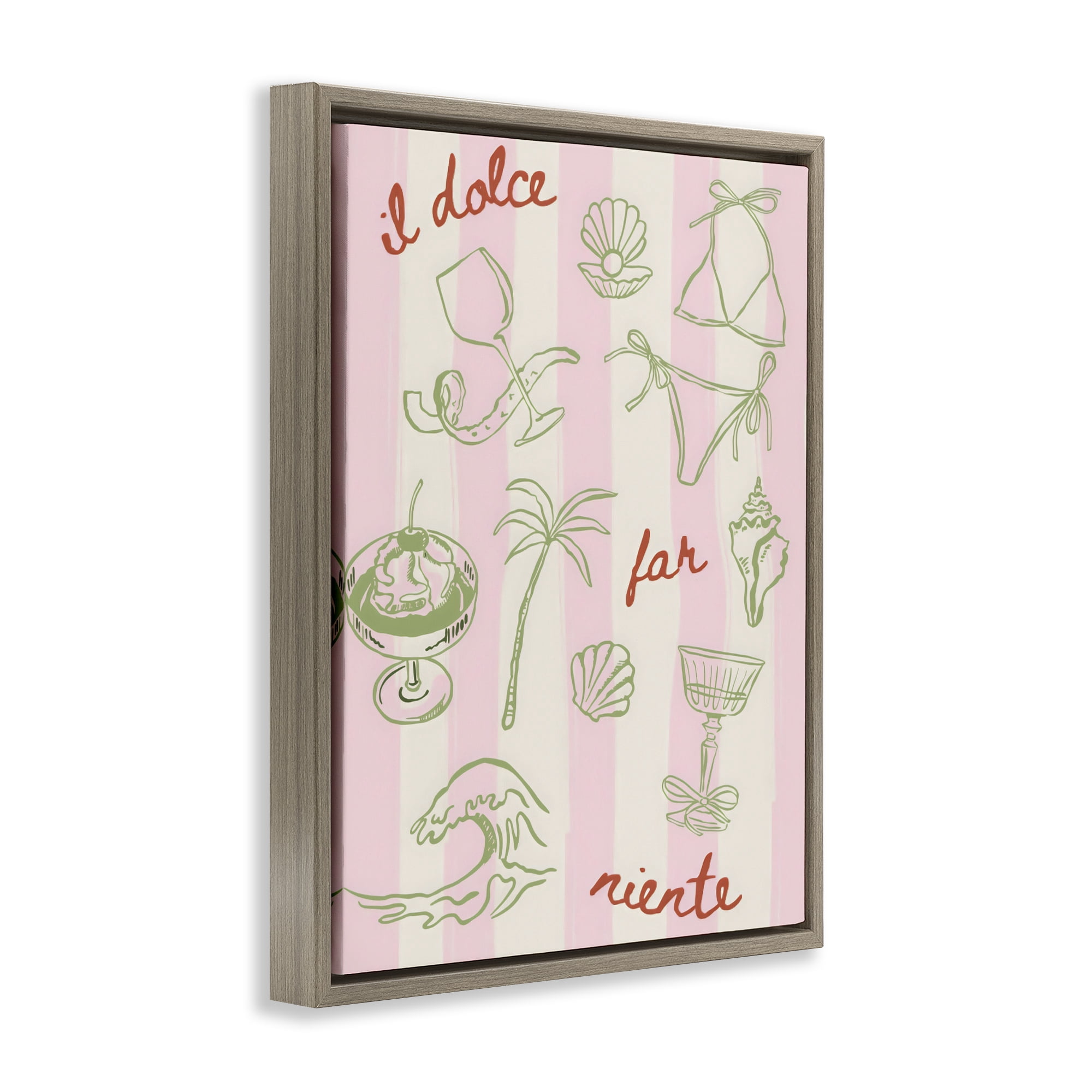 Stupell Industries Il Dolce Far Niente Beach Saying Brown Framed Floater Canvas Wall Art, design by The Prints Vibe