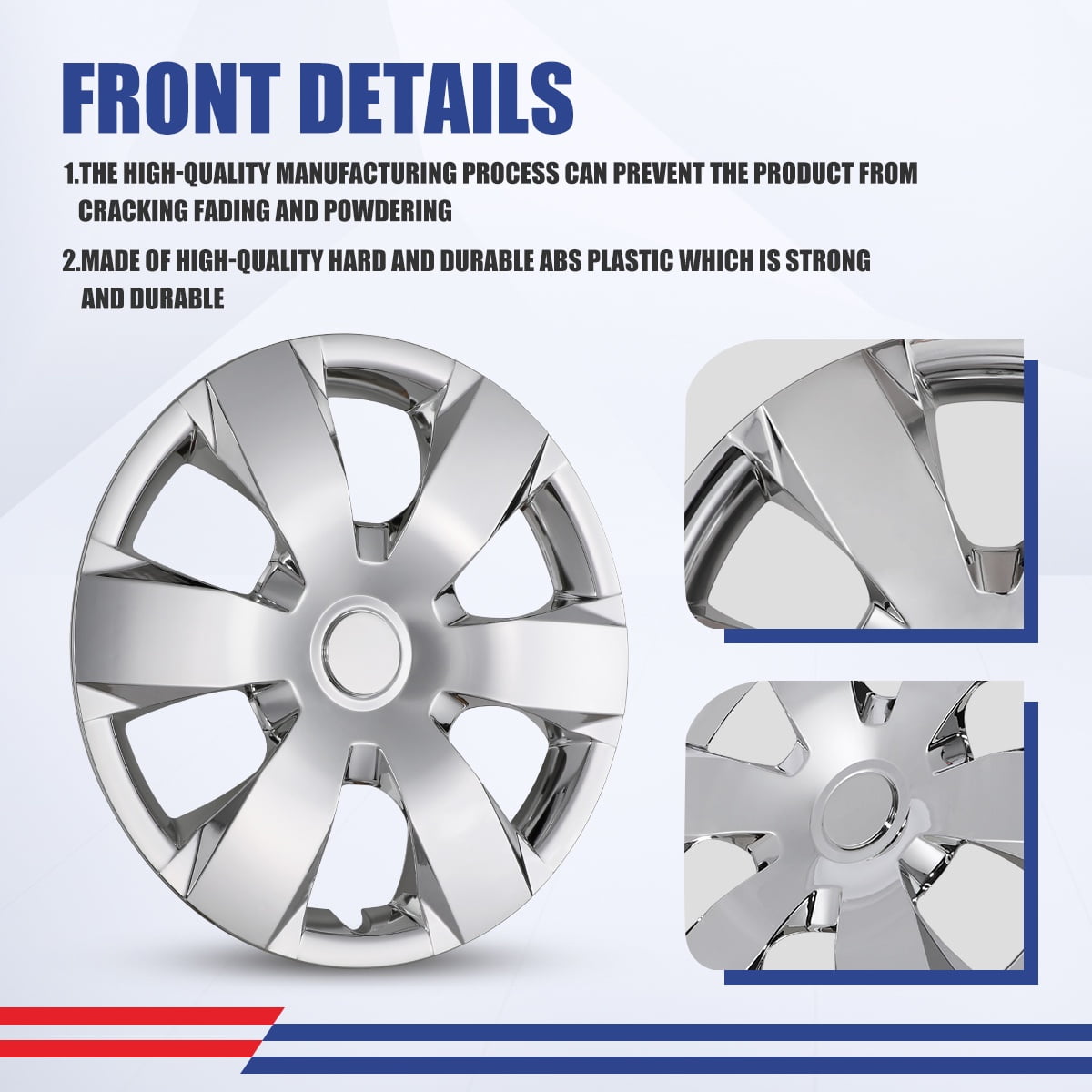 (4 Pack)16" Hubcaps Wheel Rims Cover for 2007-2011 Toyota Camry /2007-2011 Toyota Camry Hybrid Compatible with Steel Wheels Snap on Installation(16-inch,Chrome)