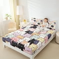 thumbnail image 4 of Manfei Pet Animal Kitten Full Size Sheets,Colorful Cartoon Cat Bed Sheets,Pink White Black Sheet Sets For Boys Girls,Lightweight Room Decor,4 Pieces, 4 of 7
