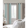 thumbnail image 4 of Brown Stripe Blackout Curtains for Bedroom Living Room Darkening Curtains 84 Inch Length 2 Panels Set Ombre Geometric Teal Green Vertical Striped Window Curtain Window Treatment Drapes 42"x84", 4 of 9